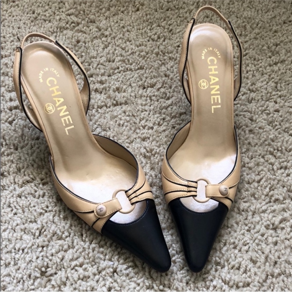 CHANEL HEELS SHOES PUMPS KITTEN HEELS